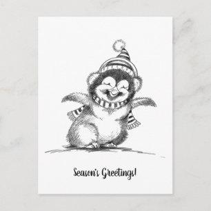 Carte Postale Pingouin de Noël mignon, Joyeux bébé oiseau