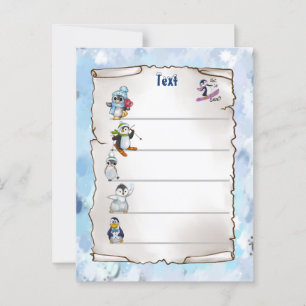 Carte Postale Pingouin d'hiver