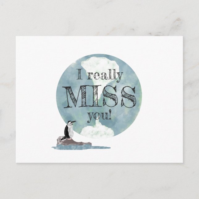 Carte Postale Pingouin et Jour des terres Miss Vous Enseignant (Devant)