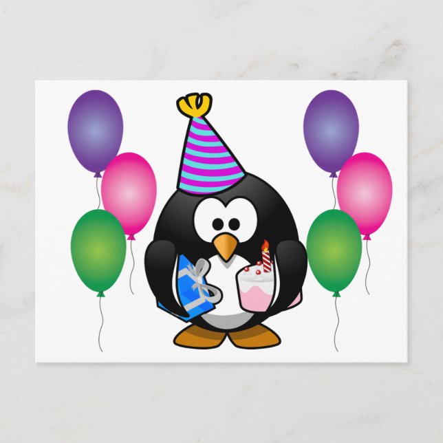 Carte Postale Pingouin mignon avec ballon (Devant)