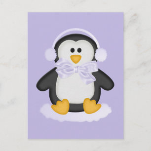 Carte Postale Pingouin mignon avec cou blanc