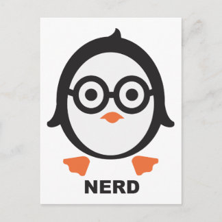 Carte Postale pingouin - nerd - pingouin