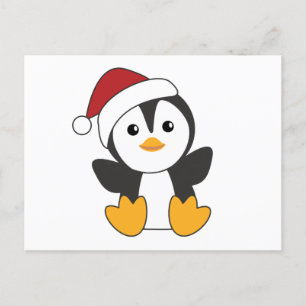 Carte Postale Pingouin Noël Neige Hiver Animaux Penguins Pos