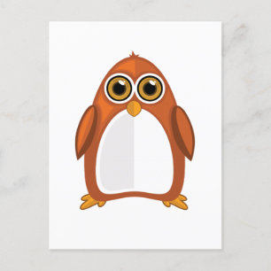 Carte Postale Pingouin orange Brown