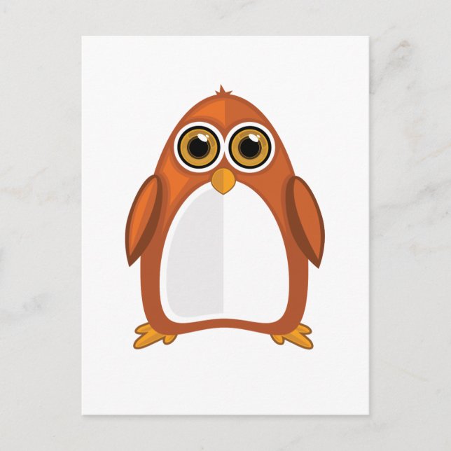 Carte Postale Pingouin orange Brown (Devant)