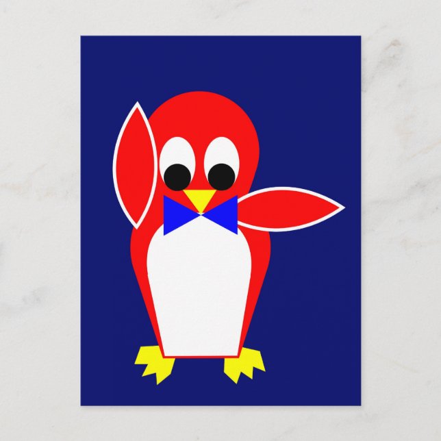 Carte Postale Pingouin - Rouge (Devant)