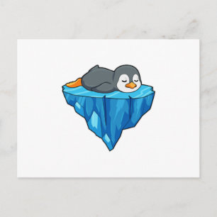 Carte Postale Pingouin sur glace floc