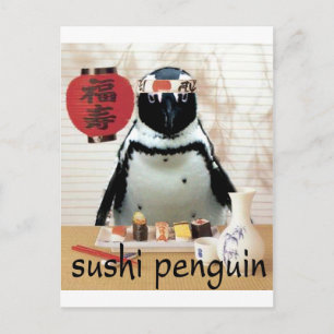Carte Postale pingouin sushi