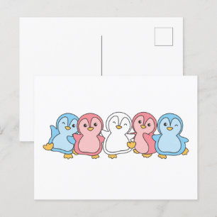 Carte postale Pingouin Transgenre Flag Pride Lgbtq
