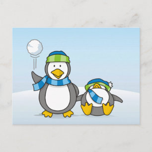 Carte Postale Pingouins à neige