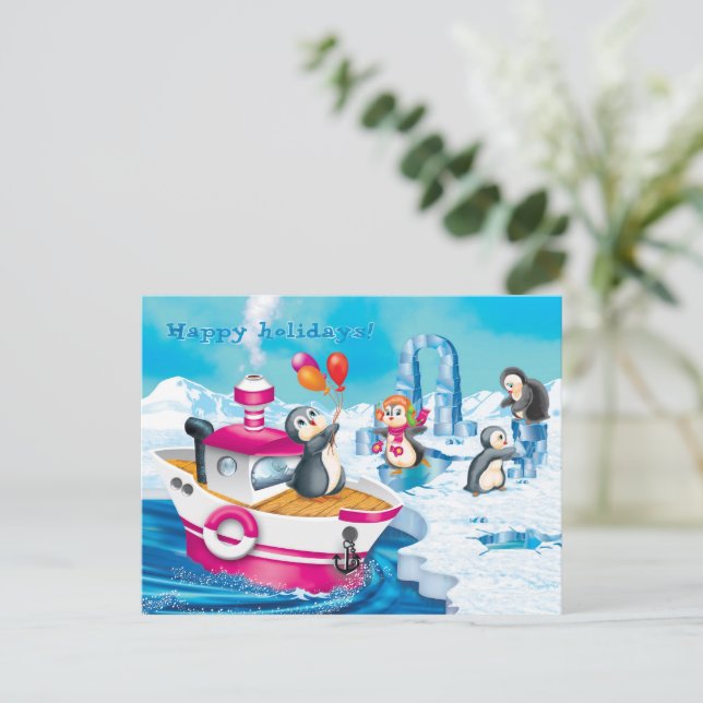 Carte Postale pingouins en Antarctique (Debout devant)