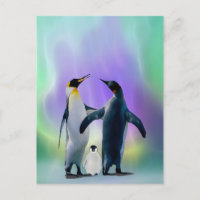 Pingouins et bébé dans Aurora borealis