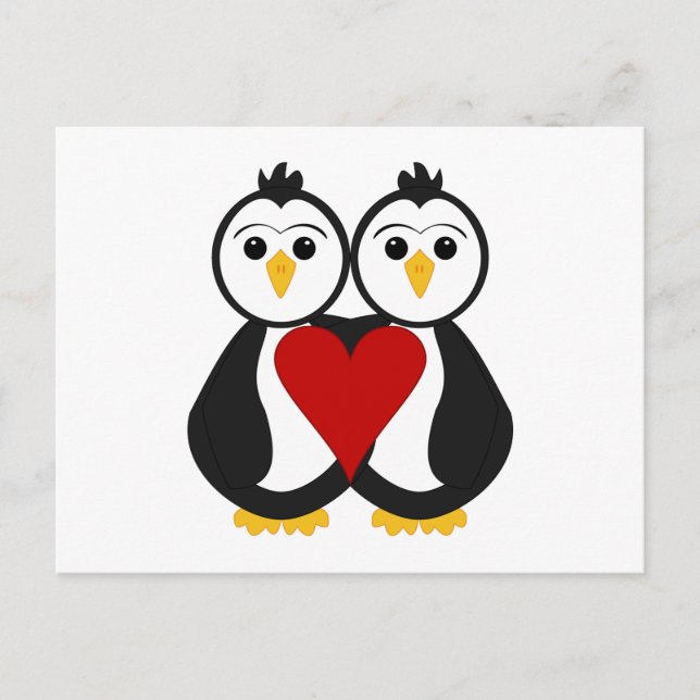 Carte Postale Pingouins mignons en amour (Devant)
