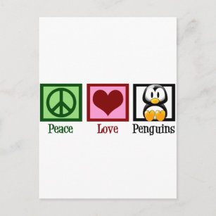 Carte Postale Pingouins Peace Love