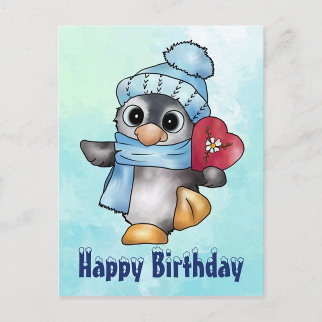 Carte Postale Pinguin mit herz (Devant)