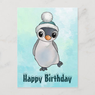 Carte Postale Pinguin mit Mütze