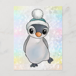 Carte Postale Pinguin mit Mütze