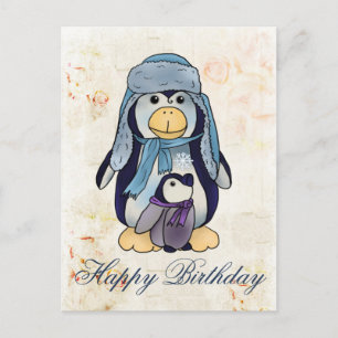 Carte Postale Pinguin mit Type