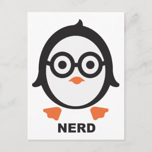 Carte Postale Pinguin - nerd - pingouin