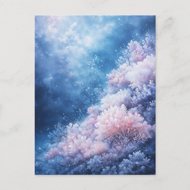 Carte Postale Pink and Lavender Coral Reef in Starry Blue Sea (Devant)