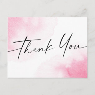 Carte Postale Pink aquarelle manuscrite script de style merci