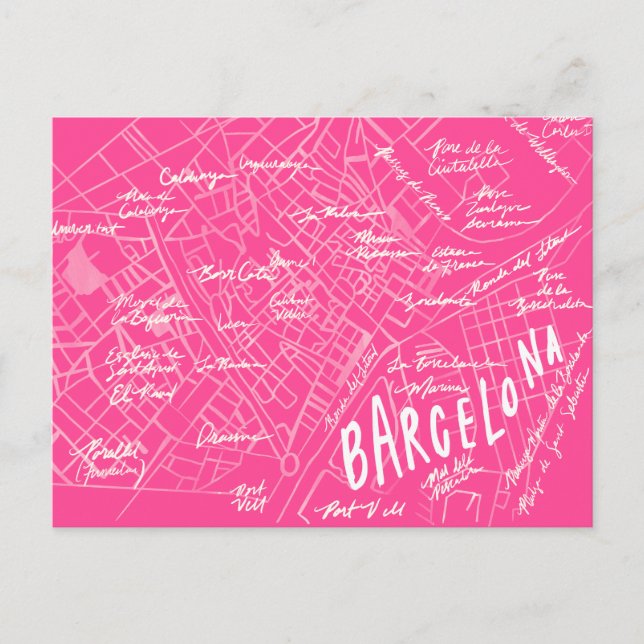Carte Postale Pink Barcelona Espagne Vintage voyage Nouvelle car (Devant)