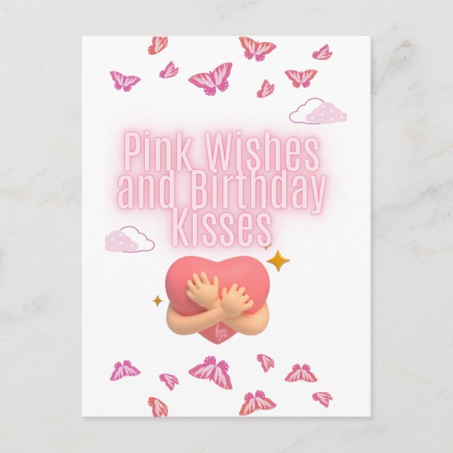Carte Postale "Pink Birthday Wishes Card" (Devant)