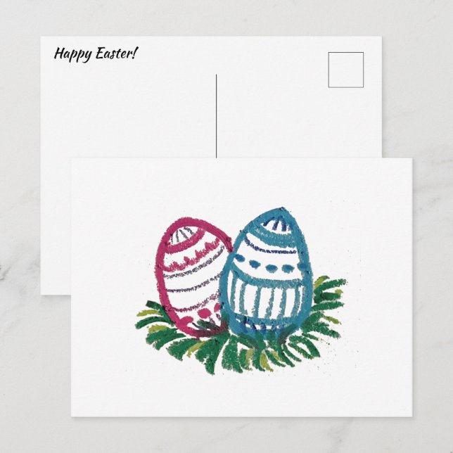 Carte Postale Pink & Blue Easter Eggs Postcard (Devant / Derrière)