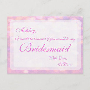 Carte Postale Pink Bokeh   Bridesmaid