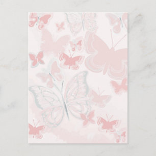 Carte Postale Pink Butterflies Flying Butterfly Watercolor