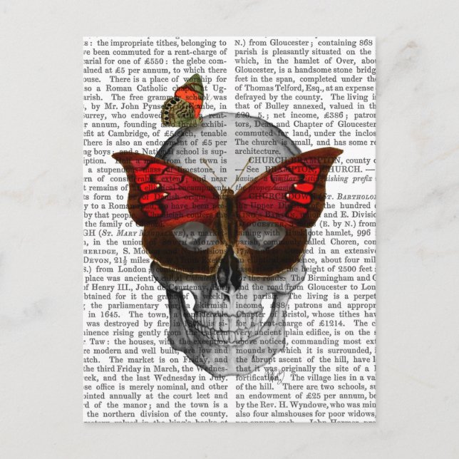 Carte Postale Pink Butterfly Mask Skull (Devant)