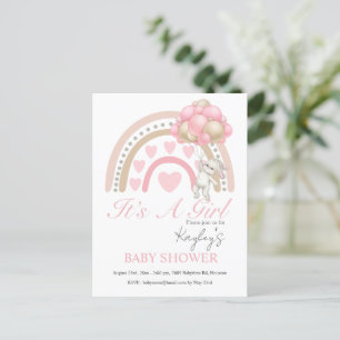 Carte Postale Pink C’est une fille Rainbow Budget Baby shower