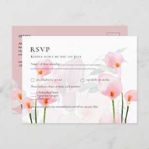 Carte Postale Pink Calla Lily Bouquet Mariage RSVP