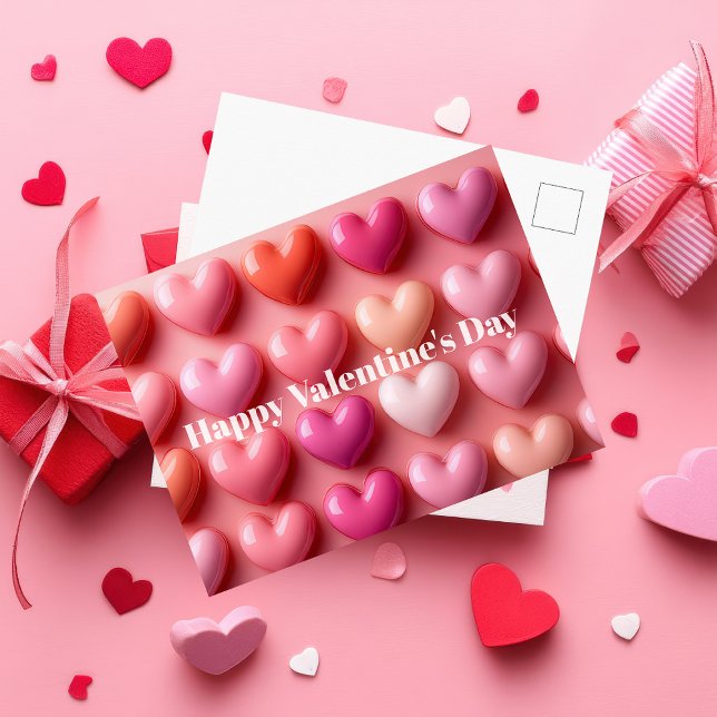 Carte Postale Pink Candy Hearts Valentine`s Day Card  (Créateur téléchargé)