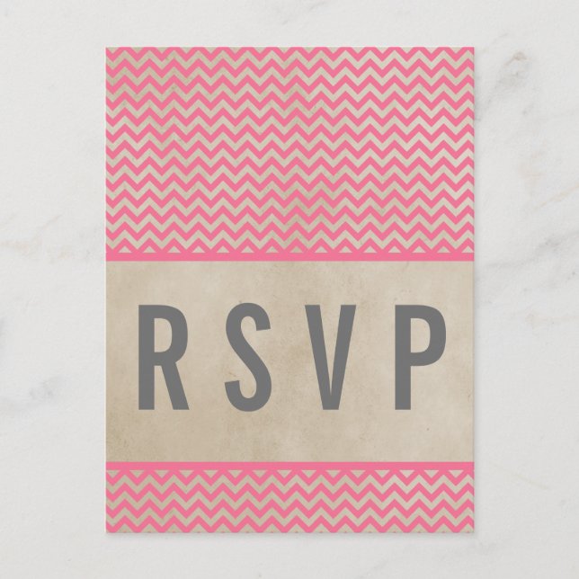 Carte postale Pink Chic Chevron RSVP (Devant)