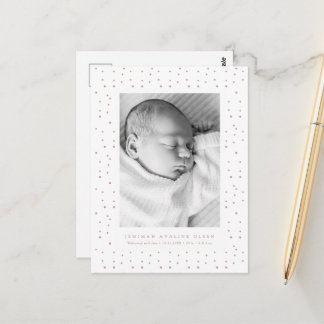 Carte Postale Pink Confetti Baby Birth Announcement Postcard
