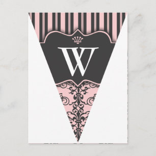 Carte postale Pink Damask Party Flag Bunting Banne