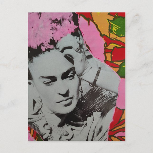 Carte Postale Pink Flowers in Her Hair Retro Flowers Collage (Devant)