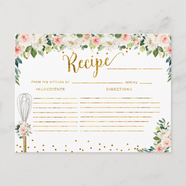 Carte Postale Pink Flowers Whisked away Bridal Shower Recipe (Devant)