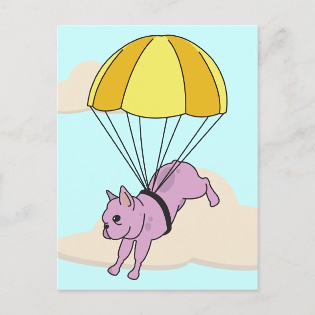 Carte postale Pink French Buldog Umbrella Fun (Devant)