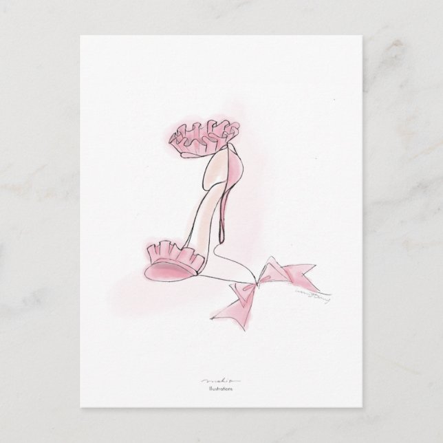 Carte Postale Pink Frilled High Heels Illustration (Devant)