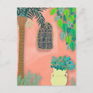 Carte Postale Pink Garden Wall Secret Exotique Palm Tree