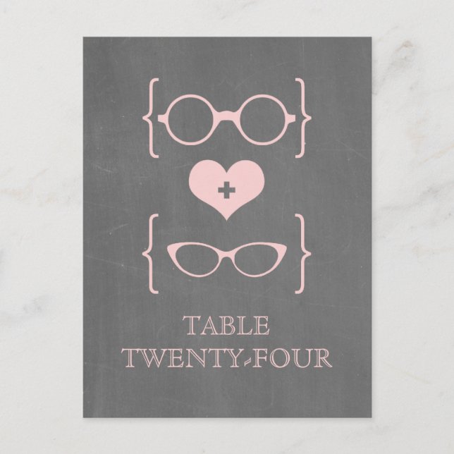 Carte Postale Pink Geky Lunettes Table tableau Postcard (Devant)