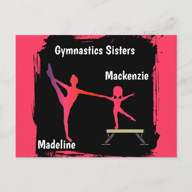 Carte Postale Pink Grunge Gymnastics Sisters Name Art Postcard (Devant)