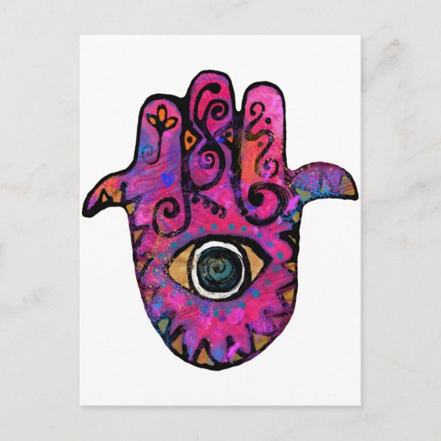 CARTE POSTALE **PINK HAMSA** (Devant)