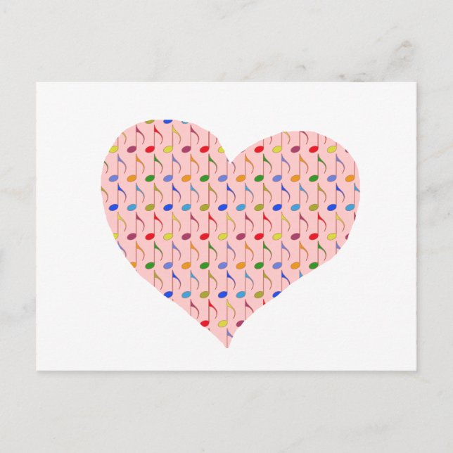 Carte Postale pink heart with musical notes (Devant)