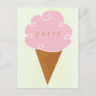 Carte Postale Pink Ice Cream Cone Summer Party Invitation