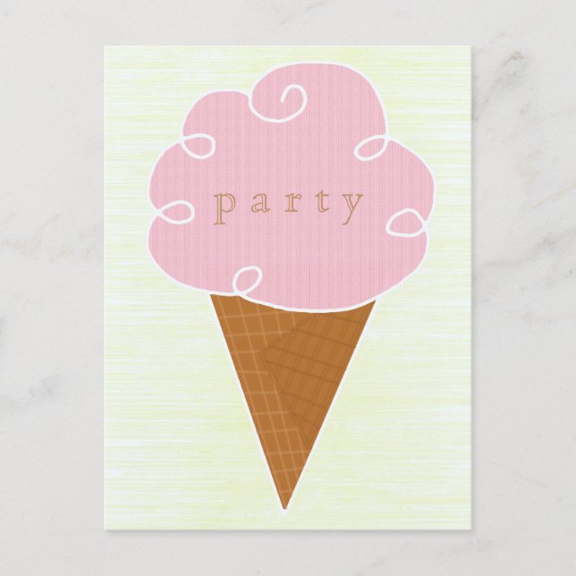 Carte Postale Pink Ice Cream Cone Summer Party Invitation (Devant)