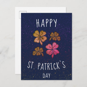 Carte Postale Pink Lucky Shamrock Clover Joyeux St. Patrick's da