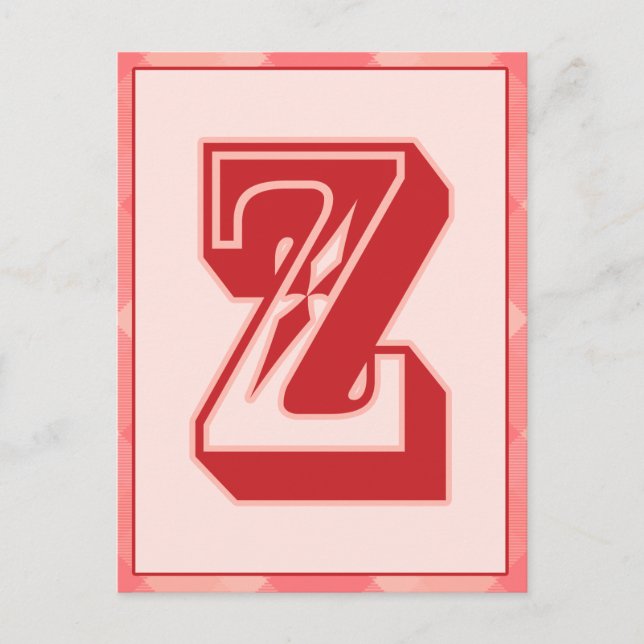 Carte Postale Pink Plaid Letter "Z" Typography Banner Card (Devant)